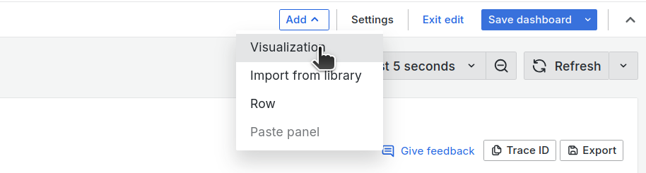 dashboard add visualization